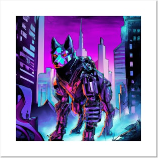 cyborg wolf Posters and Art